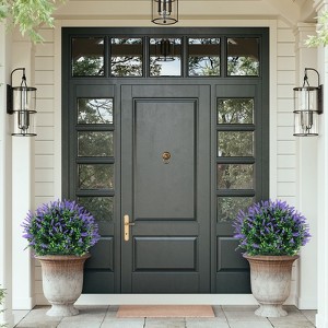 Set of 2 Artificial Lavender Topiary Ball Trees with Ground Spike for Indoor Porch Garden Backyard - 1 of 4