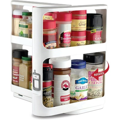 Spice Rack Organizer for Cabinet - Slide & Rotate Kitchen Organizers and Storage - Double Shelves - Magnetic Modular Design - 10.8" *5.25"