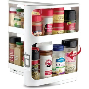 Spice Rack Organizer for Cabinet - Slide & Rotate Kitchen Organizers and Storage - Double Shelves - Magnetic Modular Design - 10.8" *5.25" - 1 of 4