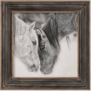 Uttermost Custom Black and White Horses 31 1/2" Square Framed Wall Art - 1 of 3
