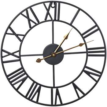 Sorbus 16" Oversized Black Metal Decorative Analog Round Wall Clock - Beautifully decorate any wall space in the household