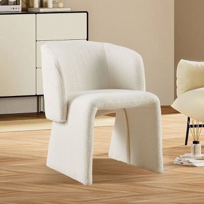 Modern Upholstered Accent Chair With Teddy Fabric, Single Sofa Side Chair For Bedroom, Dining Room Or Living Room Seating-Maison Boucle