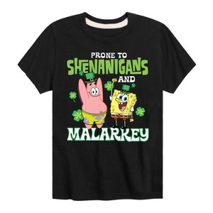 Boys' - SpongeBob Squarepants - Prone To Shenanigans And Malarkey Short Sleeve Graphic T-Shirt - 1 of 4