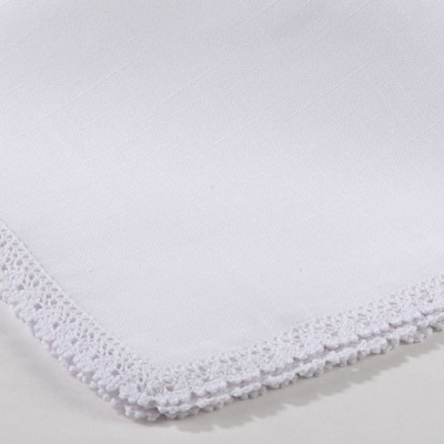 White Lace Border Polyester Dinner Napkins, Set of 12