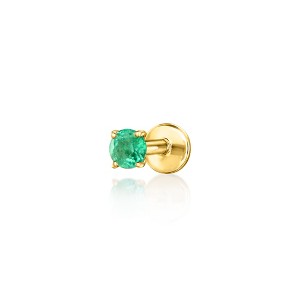 Pure Collection by Ross-Simons 0.20 Carat Emerald Single Flat-Back Stud Earring in 14kt Yellow Gold - 1 of 4