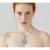 Guili Sterling Silver Rose Gold-Plated Pendant with Clear Round CZ and Small Halo in White, Green, Gold, Rose Gold, or Purple—Elegant and Refined. - 2 of 3