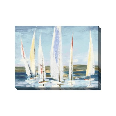 Cottage Garden West of The Wind Wind in The Sails Colorful 40 x 30 Inch Waterproof Gallery Wrapped Canvas, Outdoor Garden, Yard, Patio All Weather
