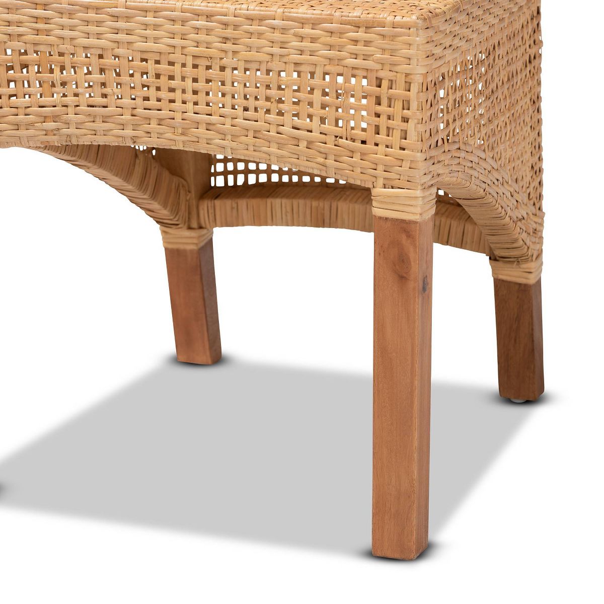 2pc Moscow Rattan and Wood Dining Chair Set Natural/Walnut - bali & pari - thumbnail 6