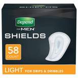 Depend Incontinence Shields/Bladder Control Pads for Men - Light Absorbency - 58ct