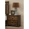 Vynxaria Contemporary 2-Drawer Nightstand - 1pc, Rustic Brown Finish, Solid Wood, Sleek Metal Handles, Metal Glides, Dovetail Joinery - 2 of 4