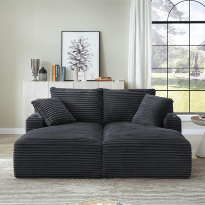 Dolonm Compressible Double Lounge Chair, Boneless Sofa with Cup Holder, , No Assembly,for Living Room,Bedroom