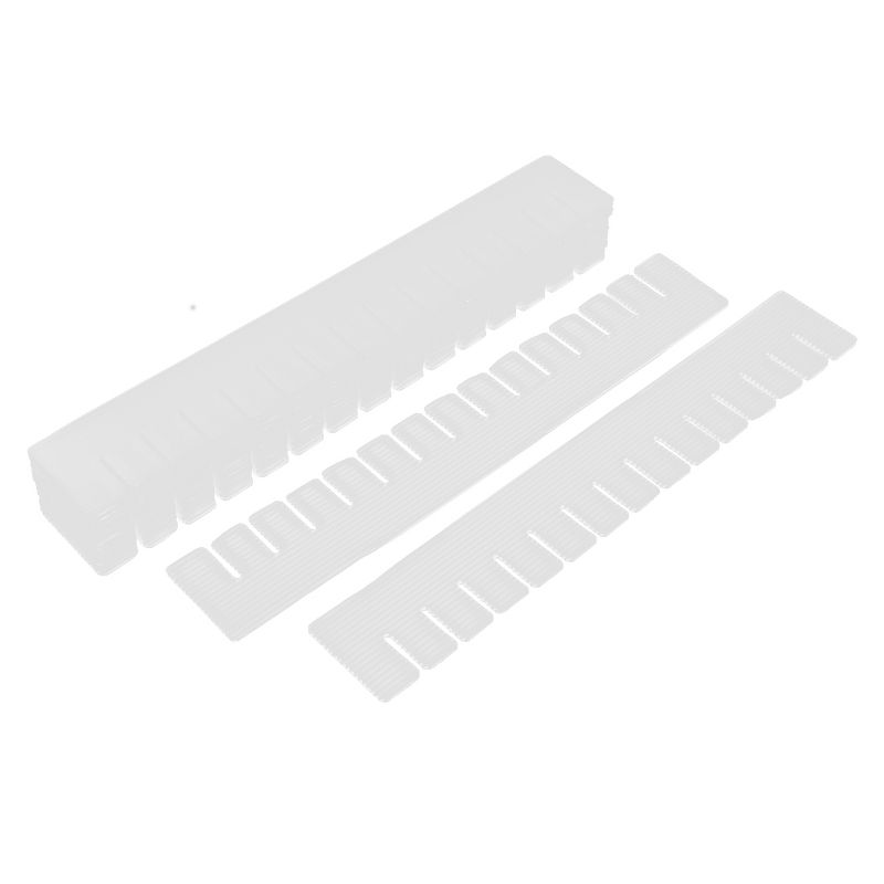 PiccoCasa DIY Grid Divider Household Necessities Organizer Plastic Drawer storage board 17" x 2.5" White 15 Pcs, 5 of 6