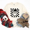 S.W.Smiley Checkered Christmas Wink - Women's Garment Dyed Long Sleeve Graphic T-Shirt - 3 of 4