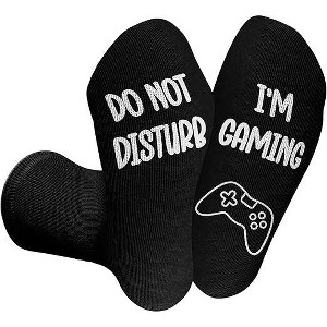 4E's Novelty Socks with the Phrase ‘Do Not Disturb I’m Gaming - Funny Gaming Socks for Men & Teen Boys, 1 Pair Gamer Socks - 1 of 4
