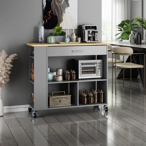 Celebalcony Rolling Kitchen Island with Storage Cabinet. Include 3 Tier Spice Rack, Lockable Wheels & Towel Handle, 2 Tier Open Shelf for Kitchen - 1 of 4