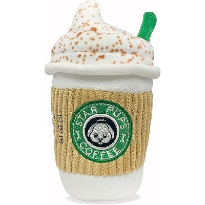 Nestpark Parody Star Pups Coffee Dog Toy Pup'kin Spice Latte - Funny Plush Squeaky Crinkle Dog Toys for Medium, Small and Large for Dog Birthday