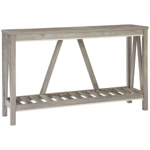 Farmhouse Console Table with Slatted Storage Shelf, Rustic Entryway Sofa Table with Anti-Tipper for Living Room and Hallway - 1 of 4