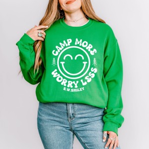 Simply Sage Market S.W.Smiley Camp More Worry Less Smiley Face Sweatshirt - 1 of 4