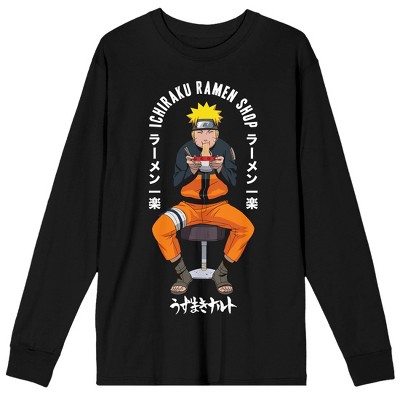 Naruto Classic with Ichiraku Ramen Men's Black Crew Neck Long Sleeve  Tee-Small