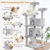 56" Multi-Level Cat Tree for Indoor Cats, Pet Activity Center with 2 Apartments, Scratching Posts, Perches & Toys, Light Gray - 2 of 4