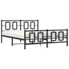 vidaXL Modern Metal Double Bed Frame - Black Steel with Headboard/Footboard, Center Support Slats - 59.1"x78.7" Mattress Size, Bedroom Furniture - 3 of 4