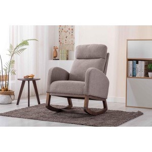 CAVINAS Linen Fabric Glider Rocking Chair with High Backrest,Modern Upholstered Rocking Chairs,Nursery Accent Chair for Bedroom - 1 of 4