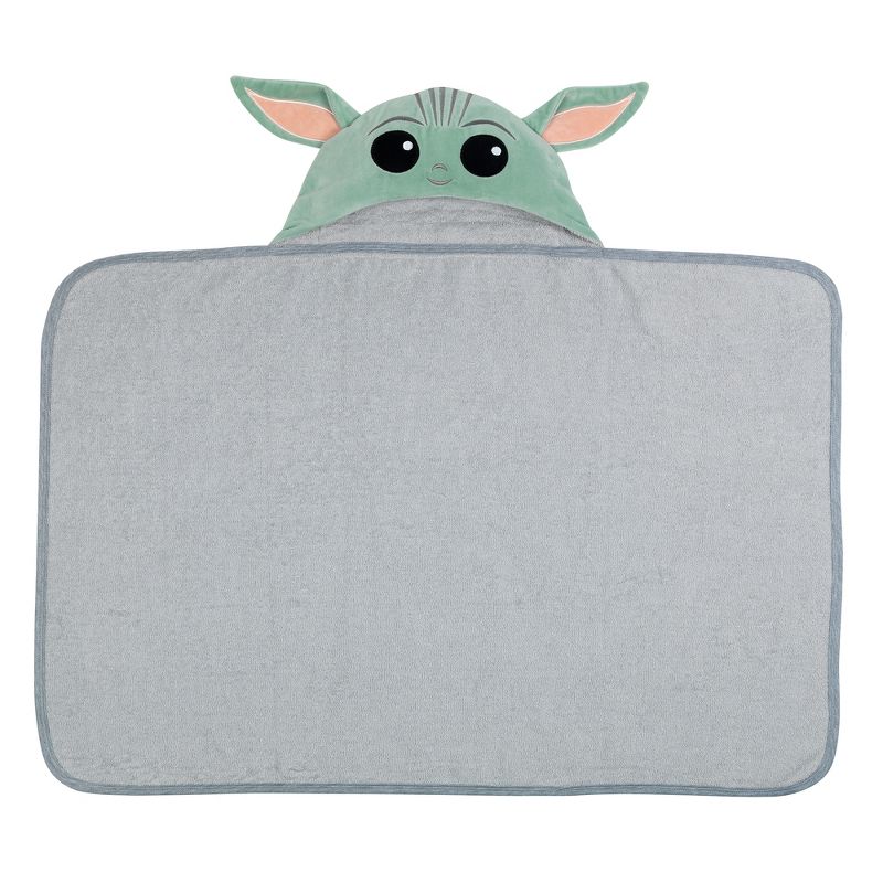 Lambs & Ivy Star Wars The Child/Baby Yoda/Grogu Gray Hooded Baby Bath Towel, 5 of 6