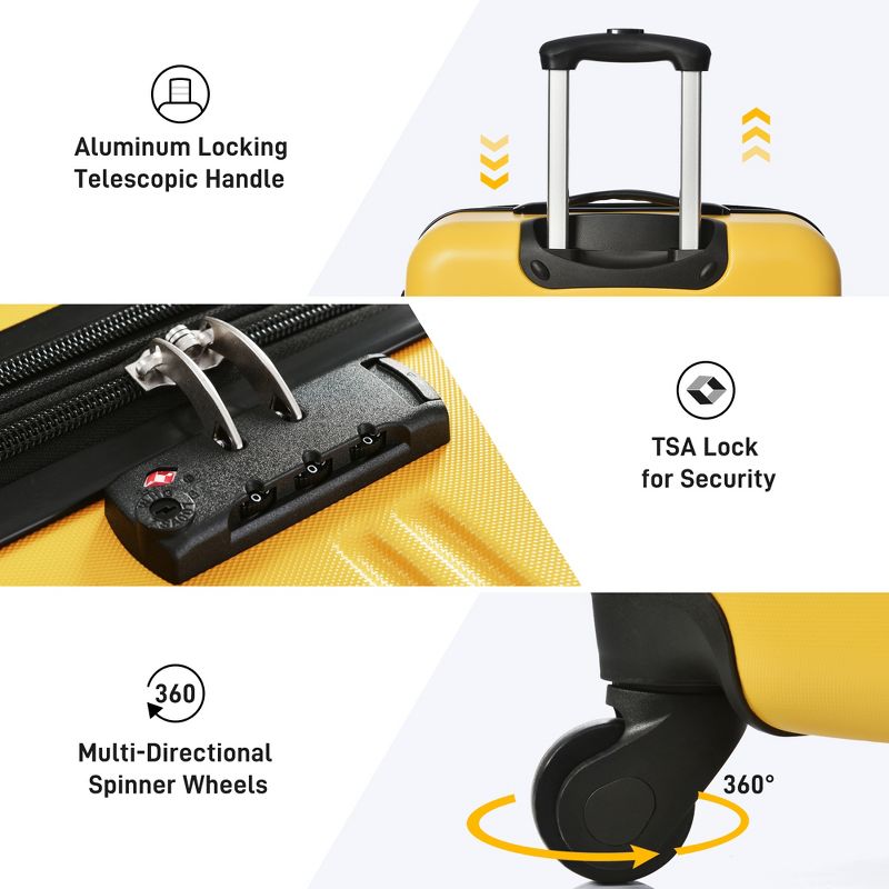 2 PCS Expandable Luggage Set(20"+24"/20"+28"),ABS Hardside Suitcase with Spinner Wheels and TSA Lock-ModernLuxe, 5 of 8