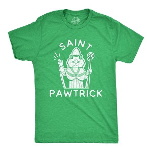 Mens Saint Pawtrick T Shirt Funny St. Paddy's Day Parade Cat Graphic Novelty Tee for Guys - Crazy Dog Men's T Shirt - 1 of 4