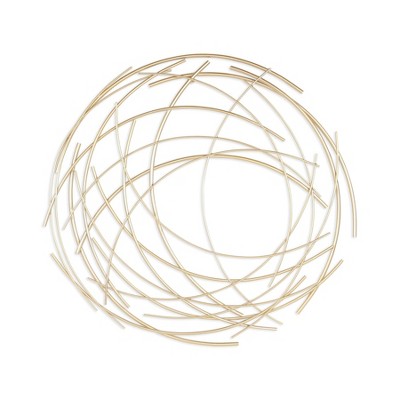 Cheung's Denine Large Gold Abstract Round Wall Art