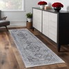 8' Gray and Silver Oriental Power Loom Worn Faded Runner Rug - 2 of 4