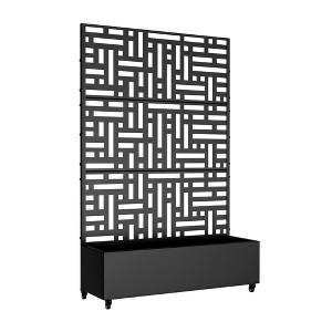 72-in H x 47-in L x 16-in W Black Metal Planter with Trellis ( Helen Street 01 ) - 1 of 4