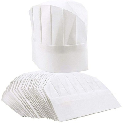 24 Pack Juvale Paper Chef Hats for Kids and Adults, Disposable Kitchen Toque Caps (20-22 In)