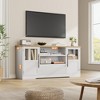 TV Stand, 72'' Wave Pattern Entertainment Center with 2 Glass Door Cabinets, Farmhouse TV Media Console with Open Storage Compartments for Living Room - 2 of 4