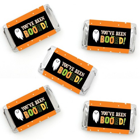 Big Dot of Happiness You've Been Booed - Mini Candy Bar Wrapper Stickers -  Ghost Halloween Party Small Favors - 40 Count