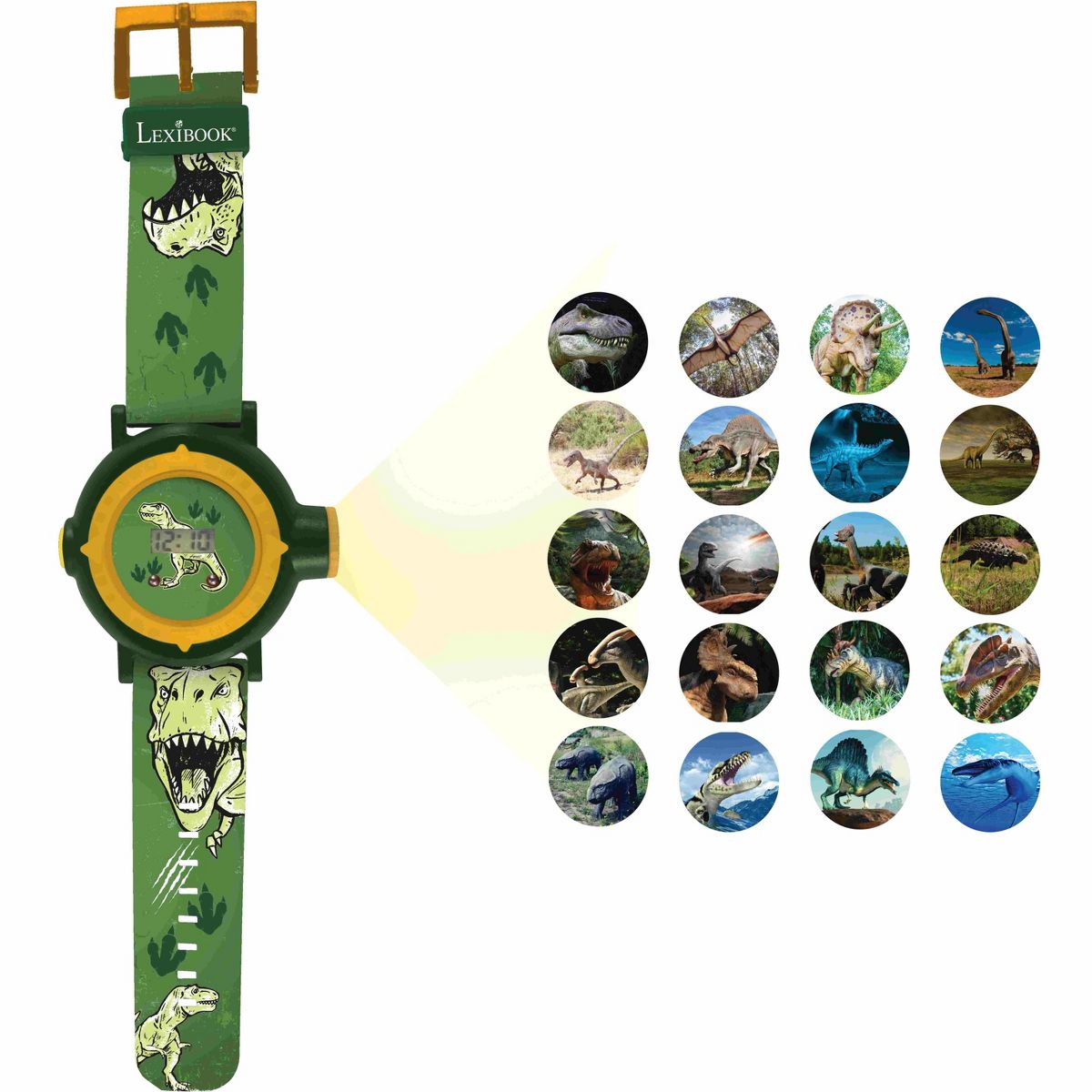 Lexibook Dinosaur, Adjustable projection watch digital screen, 20 images of Dinosaur, for Children