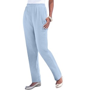 Roaman's Women's Plus Size Tall Straight Leg Soft Knit Pant - 1 of 4