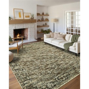 Washable Rugs for Living Room, Non Slip Low Pile Vintage Area Rugs for Bedroom - 1 of 4