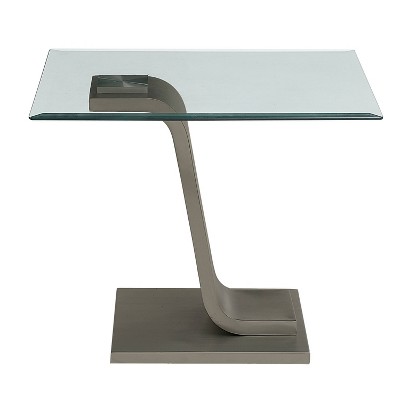 Corry Glass Top End Table Satin Plated - HOMES: Inside + Out