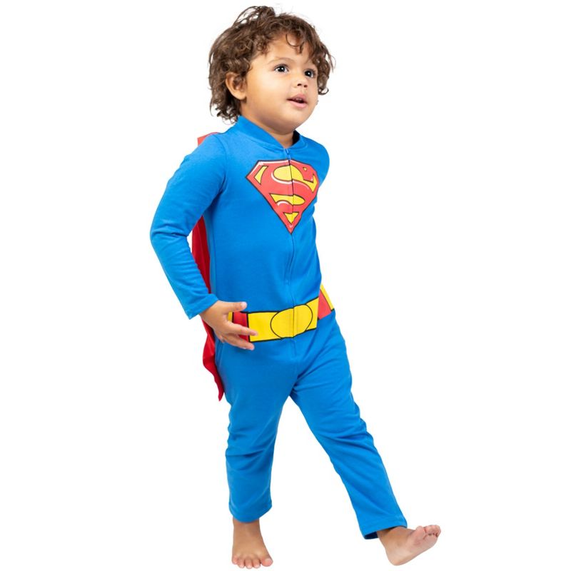 DC Comics Justice League Superman Zip Up Cosplay Costume Coverall and Cape Little Kid , 2 of 10