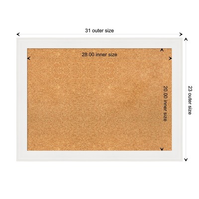 Vanity White Narrow Framed Natural Cork Bulletin Board