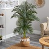 Nearly Natural 5-ft Artificial Double Stalk Golden Cane Palm Tree with Handmade Woven Cotton Basket - 4 of 4