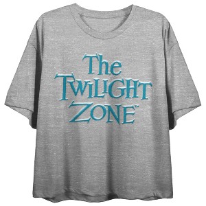 The Twilight Zone Collage Key Art Crew Neck Short Sleeve Gray Heather Women's Crop Top - 1 of 4