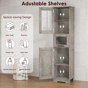 67" Tall Bathroom Storage Cabinet with 4 Doors & Flip Glass Drawer,  Freestanding Organizer for Kitchen, Pantry, Living Room - 1 of 4