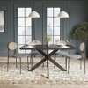 LeisureMod Ravenna 5-Piece Dining Set - 63" Rectangular MDF Top Dining Table in Ebony & 4 Velvet Dining Chairs in Black Steel Legs - 2 of 4