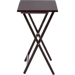 Indoor Single Folding TV Tray Table Set of 2 in Walnut L19 x W15 x H26inches - 1 of 4