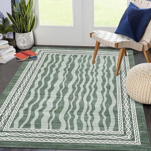 Fulvari Washable Hallway Runner Rug Modern Bordered Print Rugs Non-Slip Indoor Runners for Entryway Low Pile Area Rug Kitchen Waterproof - 1 of 4