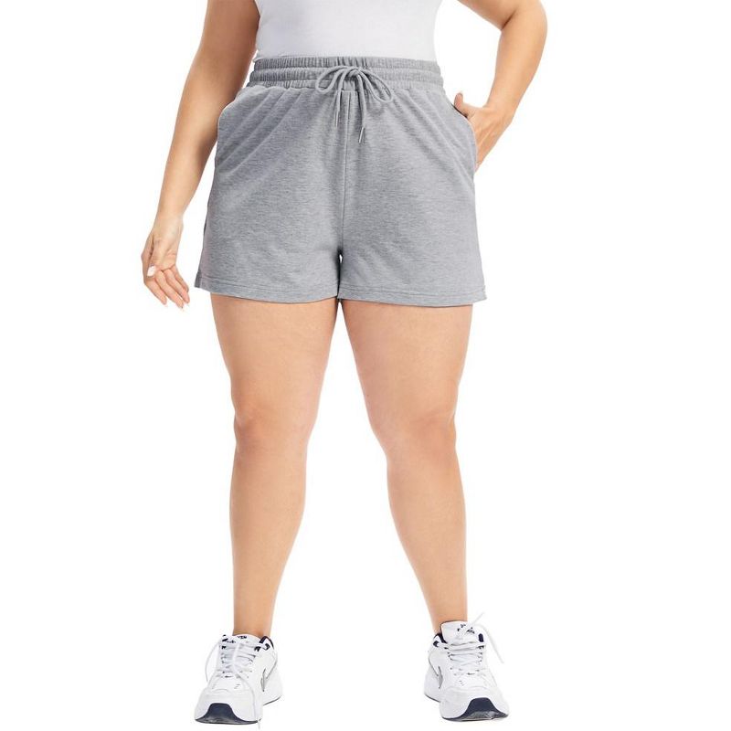 Women Plus Size Comfy Sweat Shorts Drawstring Elastic High Waist Casual Summer Yoga Lounge Shorts, 1 of 7