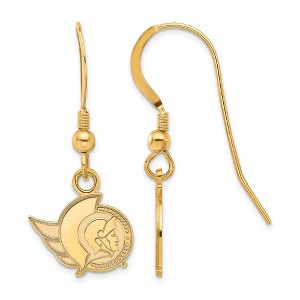 Black Bow Jewelry 14k Yellow Gold Plated Sterling Silver Ottawa Senators NHL Dangle Earrings - 1 of 3