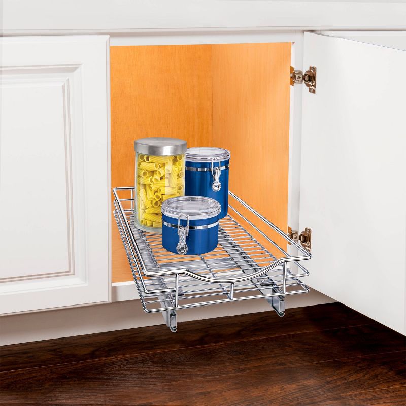 Lynk Professional Slide Out Cabinet Organizer - Pull Out Under Cabinet Sliding Shelf - 11&#34; wide x 18&#34; deep  - Chrome, 3 of 20